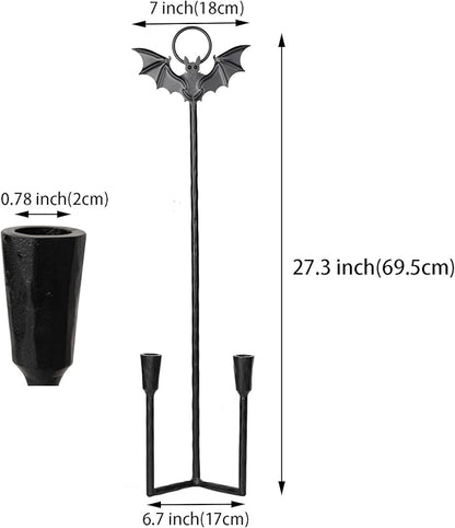Wall Sconce Candle Holder Metal Hanging Wall Decorations Gothic Bat Wall Light Candle Holder for Home,Living Room, Bathroom, Dining Room, Set of 2（Black