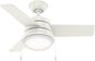 Hunter 36 inch Small Indoor Ceiling Fan with LED Light and Pull Chain - Modern Ceiling Fan, Standard Mount, 3 Blades, For Bedroom, Home Office, or Laundry Room, Quiet - Aker 59301, Fresh White