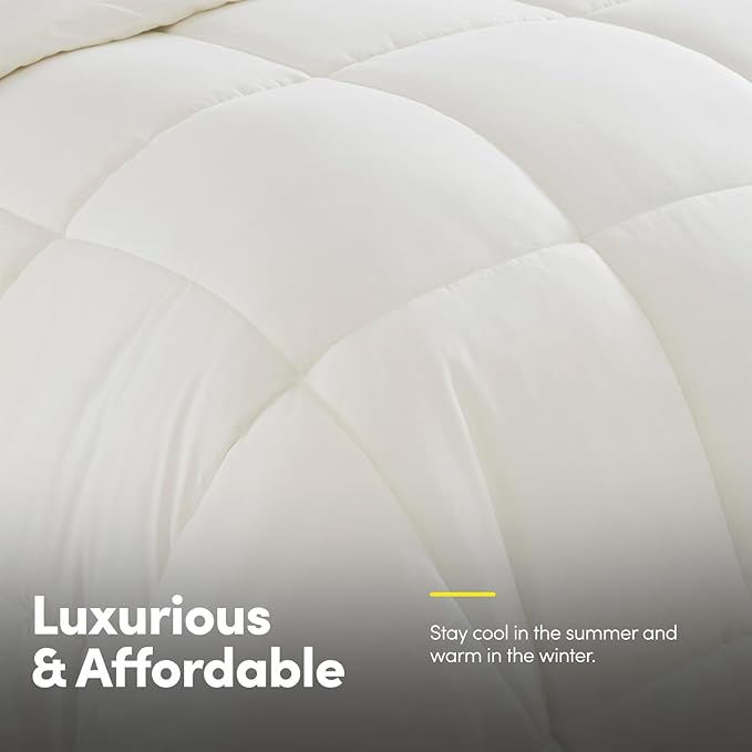King Size Comforter Set with Sheets - 7-Piece Bedding Collection - 1 Comforter, 1 Fitted Sheet, 1 Flat, 4 Pillowcases - Deep Pocket - Soft & Breathable Premium Quality - Ideal for All Seasons, Ivory