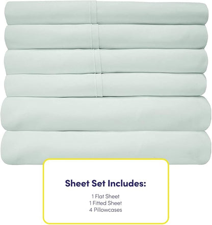 Queen Sheets Mint - 6 Piece 1500 Supreme Collection Fine Brushed Microfiber Deep Pocket Queen Sheet Set Bedding - 2 Extra Pillow Cases, Great Value, Queen, Mint