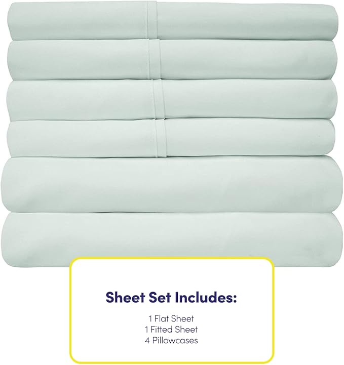 King Size Bed Sheets - 6 Piece 1500 Supreme Collection Fine Brushed Microfiber Deep Pocket King Sheet Set Bedding - 2 Extra Pillow Cases, Great Value, King, Mint(Pack of 1)
