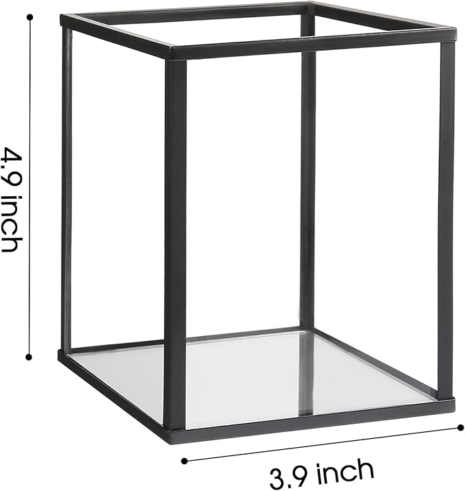 Phosphor Set of 6 PCS Small Glass Hurricane Camdle Holder, Black Candle Holder for Wedding, Party, Holiday.