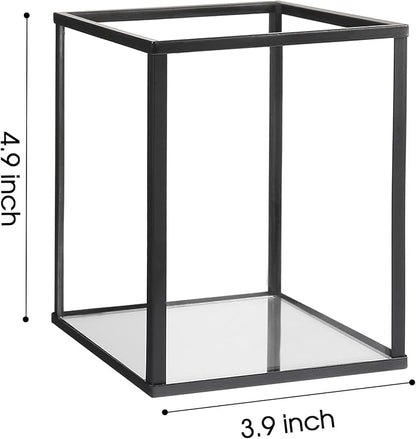 Phosphor Set of 6 PCS Small Glass Hurricane Camdle Holder, Black Candle Holder for Wedding, Party, Holiday.