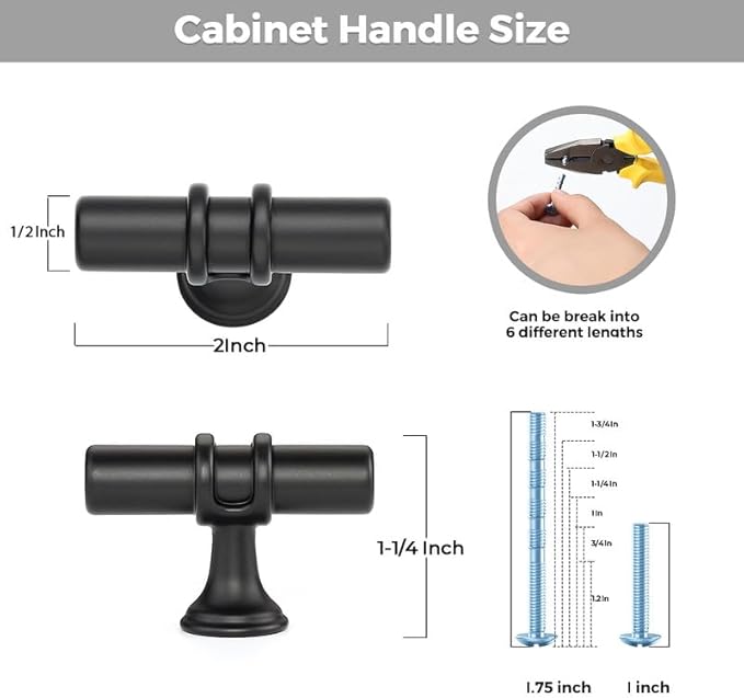 5 Pack Matte Black Cabinet Knobs - Kitchen Cabinet Knobs Cabinet Pulls for Kitchen Cabinet Drawer Stainless Steel Dresser Knobs for Cabinet Hardware 2in Length Single Hole