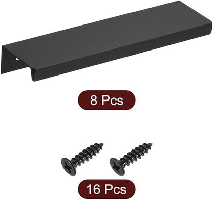 uxcell Cabinet Finger Edge Pull, 8pcs 120mm / 4.72" Aluminum Alloy Back Mount Hidden Cabinet Pulls Concealed Handle for Home Kitchen Drawer Cabinet, Black