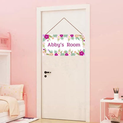 Personalized Flower Sign For Kids Room Boys Bedroom Door Decor,Custom Name Wall Art Decor Decorative Plate for Girls Room Nursery Little Man Cave
