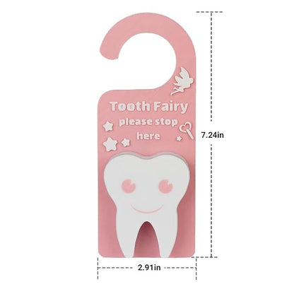Tooth Fairy Tooth Holder Box Tooth Fairy Door Hanger with Money Box Keepsake Tooth Fairy Box Encourage Gifts for Lost Teeth Boy Girl Milk Teeth (Pink)