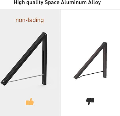 Laundry Room Clothes Rack - Wall Mounted Retractable Folding Clothes Hanger Drying Rack for Laundry Room Closet Storage Organization, Aluminum, Easy Installation (Black)