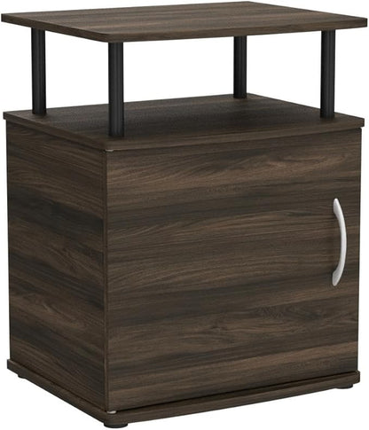 Furinno JAYA End Side Sofa Table/Nightstand with Door, 2-Pack, PVC Tubes, Columbia Walnut/Black