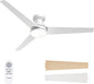 Amico Ceiling Fans with Lights, 52 inch Low Profile Ceiling fan with Light and Remote Control, Flush Mount, Reversible, 3CCT, Dimmable, Noiseless, White Ceiling Fan for Bedroom, Indoor/Outdoor Use