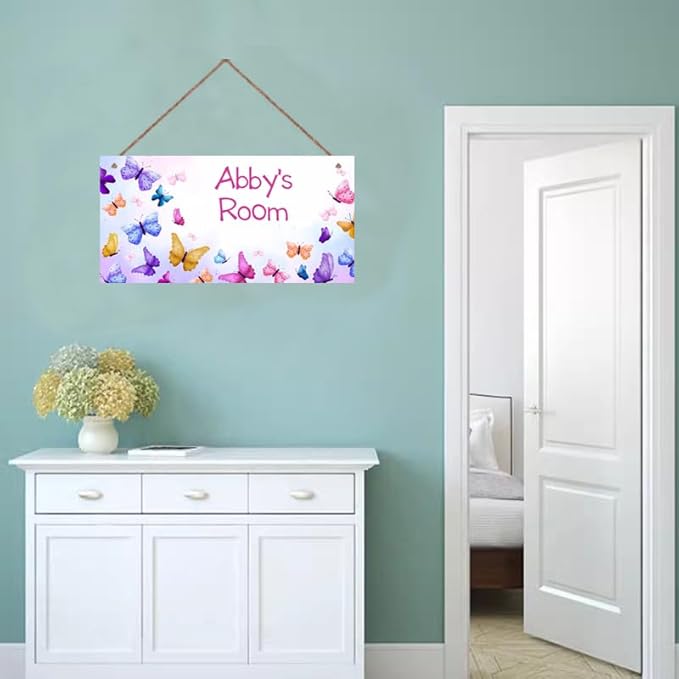 Personalized Name Butterfly For Girls Room Baby Nursery Door Wood Plaque Hanging Wall Art Decor For Kids Bedroom Nursery