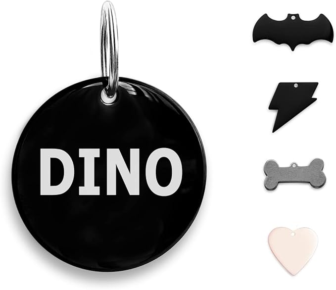 Premium 316 Surgical Grade Stainless Steel Personalized Dog & Cat ID Tags - Fun Shapes for Sporty Outdoor Pets - Custom Engraved Name & Info for Collar Accessories & Pet Necklaces Round-Mewly Pet