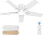 42 Inch White Ceiling Fans with Lights and Remote, Flush Mount Low Profile Ceiling Fan for Bedroom, Living Room, Patio, Dimmable 6 Speeds Noiseless Reversible, ETL Listed
