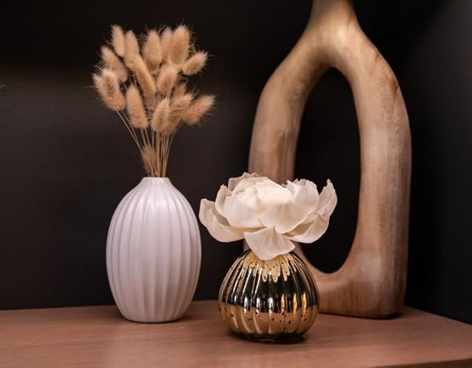 Bridgewater Candle Afternoon Retreat Flower Diffuser | Outdoors Woodsy Scented Diffuser | Metallic Decorative Air Freshener for Home | 8 oz | 60 Day Lifespan