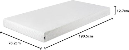 ZINUS 5 Inch Memory Foam Mattress, Narrow Twin, Fiberglass-Free, Medium Firmness, Day, Trundle & Bunk Bed Compatible, Certified Safe Foams & Fabric, Mattress in A Box, White