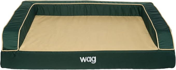 Wag Premium Pet Dog Bed | Multi Layer Construction with Cooling Energy Gel and Copper Infusion | Machine Washable Cover and Water Resistant Inner Liner | Large, Pine Green-Mewly Pet