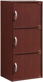 Hodedah 3 Door Bookcase Cabinet, MAHOGANY