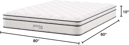 Modway Jenna 10” Innerspring and Memory Foam Queen Mattress With Individually Encased Coils