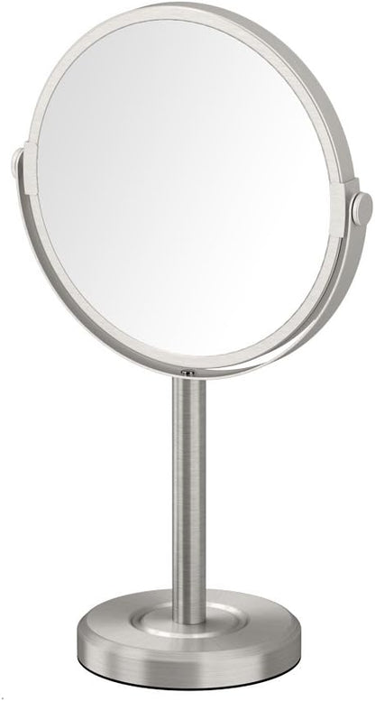 Gatco 1386SN Latitude II Minimalist Bathroom Counter Top Vanity, 3x Magnification Makeup Mirror, 12.5" Height, Satin Nickel