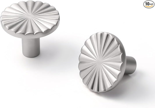 10 Pack Brushed Nickel Cabinet Knobs Satin Nickel Flat Drawer Pulls Kitchen Cupboard Bathroom Dresser Cabinet Hardware Handles Zinc Alloy