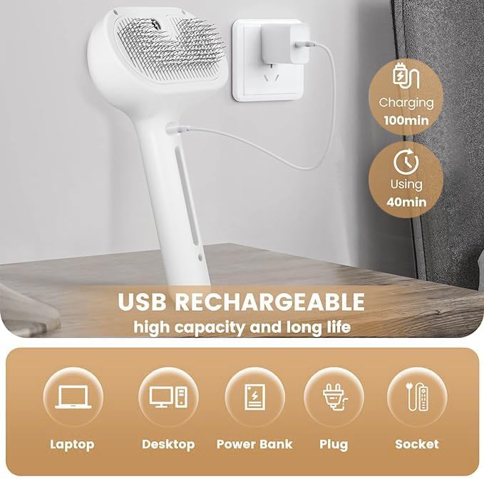 Cat steam brush – Effective Pet Brush for Indoor Cats, Steam Technology for Shedding, Mats & Grooming – Ideal cat brush indoor for Deep Cleaning (White)-Mewly Pet