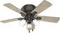 Hunter 42 inch Indoor Ceiling Fan with LED Lights and Pull Chain - Low Profile Mount Ceiling Fan, 5 Blades, For Bedroom, Living Room, or Kitchen, Quiet - Crestfield 52153, Noble Bronze