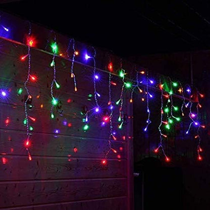 Toodour Christmas Icicle Lights Outdoor, 360 LED 29.5ft 8 Modes Fairy Icicle String Light with 60 Drops, Led Christmas Lights Twinkle for Holiday, Party, Wedding, Eaves, Xmas Decorations (Multicolor)