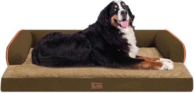 Orthopedic Large Dog Bed Washable: Brown Gaint Size Dog Beds with Removable Washable Cover, XXXL Large Orthopedic Dog Beds for Big Pet Dogs-Mewly Pet