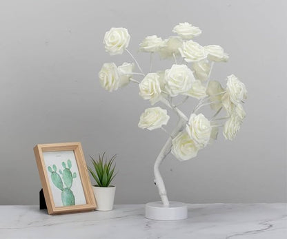 COLORLIFE Rose Lamp White Room Decoration White Flower Night Light Gift for Girlfriend Mom Daughter Aunt Gift for Her Birthday Holiday Party Wedding Room Decoration