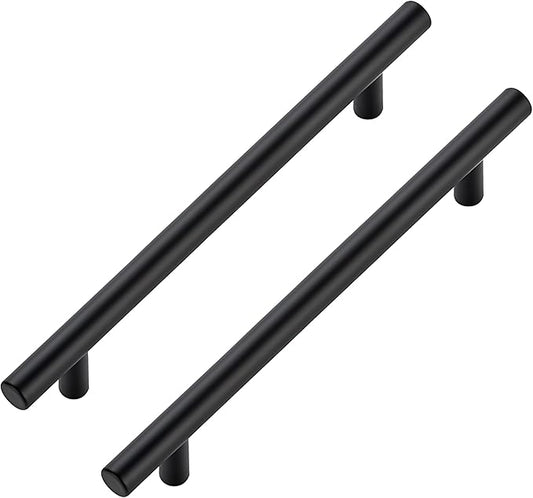 JOY DECOR 45 Pack Cabinet Handles, Black Cabinet Pulls, 6-1/4 in Hole Center Kitchen Hardware, Stainless Steel T Bar Handles for Dresser Drawers