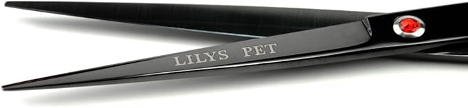 LILYS PET Professional PET Grooming scissors Kit,Coated Titanium,Sharp and Strong Stainless Steel Blade for Dogs Cats Hair Cutting,3 Pieces of Scissors with a Comb and a Case (7.5 inches, Black)-Mewly Pet