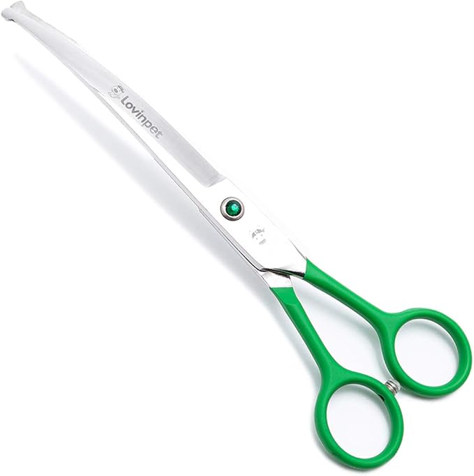LovinPet Pet 7" Curved Scissor Right/Left-Handed Pet Round-Tip Grooming 6CR Stainless Steel Safety trimming shears for Dogs and Cats (Easy use Curved Scissor)-Mewly Pet