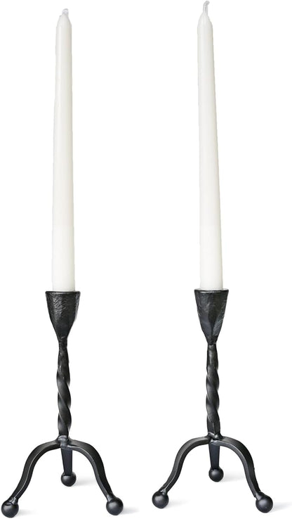 Black Taper Candle Holder Set of 2,Vintage Candle Sticks Holder Decor,Wrought Iron Candle Holder for Table Centerpiece,Halloween,Wedding,Christmas