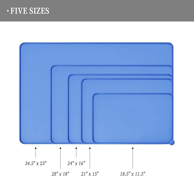 Waterproof Pet Feeding Mat with High Raised Edges, Heavier and Thicker Placemats for Cat Dog Water Bowl with BPA Free, Dogs Cats Food Mats for Messy Drinkers to Prevent Spill and Protect Floors-Mewly Pet