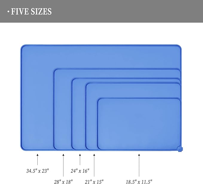 Waterproof Pet Feeding Mat with High Raised Edges, Heavier and Thicker Placemats for Cat Dog Water Bowl with BPA Free, Dogs Cats Food Mats for Messy Drinkers to Prevent Spill and Protect Floors-Mewly Pet