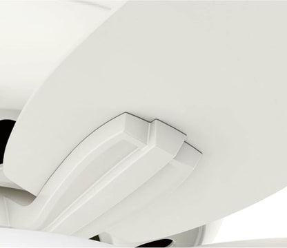 Hunter 42 inch Indoor Ceiling Fan with LED Light - White Ceiling Fan with Pull Chain, For Bedroom or Living Room, Low Profile Mount, No Remote, 5 Blades, Includes Bulbs - Newsome 51080, Fresh White