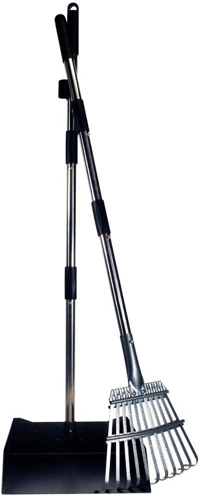 Bodhi Dog Pooper Scooper for Large Dogs - Heavy Duty Metal Poop Scoop w/Long Handle Tray & Rake - Dog Poop Scooper for Yard, Grass, Street, Gravel & Outdoor Areas - Pet Waste Cleanup Tool-Mewly Pet