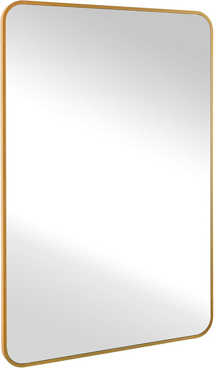 CULER Gold Bathroom Wall Mirror,20 x 30 Inch Rectangle Vanity Modern Tempered Glass Mirror for Bedroom,Living Room,Entryway