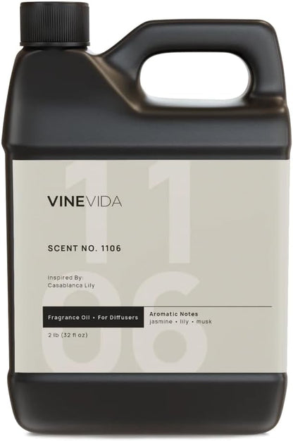 VINEVIDA [32 Fl Oz] Scent NO. 1106 Fragrance Oil for Cold Air Diffusers, Aromatic Notes of Casablanca Lily, Ocean Air & Jasmine Essential Oils for Diffuser Oil Refill & Air Freshener Room Spray