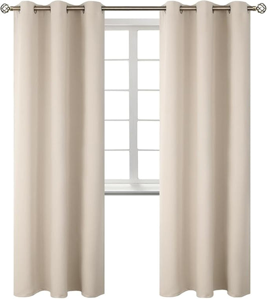 BGment Blackout Curtains - Grommet Thermal Insulated Room Darkening Bedroom and Living Room Curtains, Set of 2 Panels (42 x 84 Inch, Champagne)