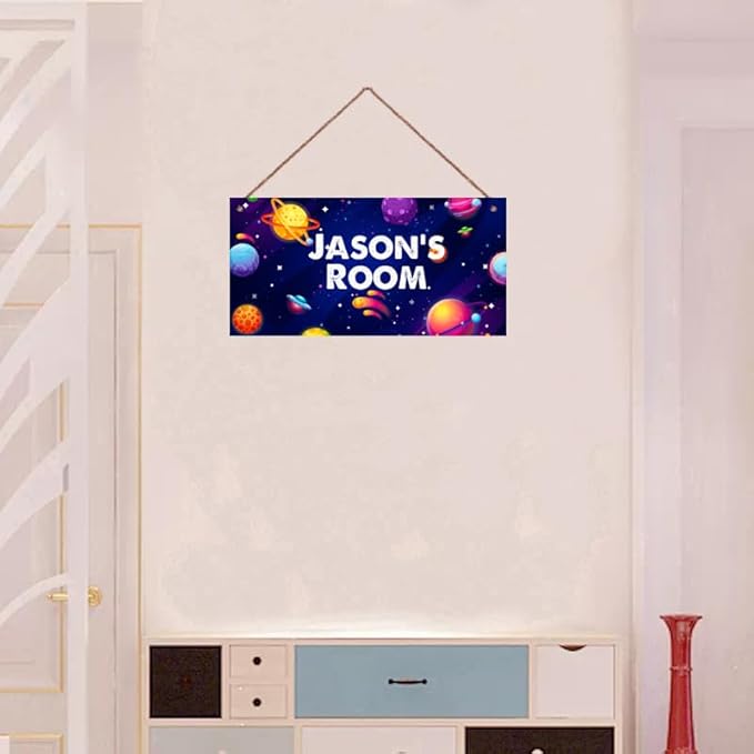 Personalized Sign, Stars Signs,Custom Name Sign,Wall Door Sign For Boys Room, Nursery Art For Kids Room Outer Space Theme Decor Astronaut Stickers For Girls Bedroom Little Man Cave