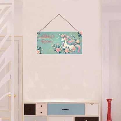 Personalized Signs Magic Rainbow Unicorn Sign Vintage Retro Wall Art Decoration Exquisite Decorative Signs Custom Name for Kids Room Wall Art Decor Nursery Decor For Kids Bedroom