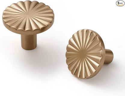 5 Pack Champagne Bronze Cabinet Knobs Flat Drawer Pulls Kitchen Cupboard Bathroom Dresser Cabinet Hardware Handles Zinc Alloy