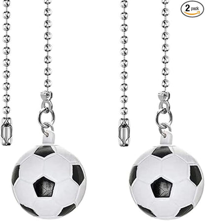 Ceiling Fan Pull Chain 12 inch Pull Chain Extension Fan Chain Extender Ceiling Fan Pulls Ornament with Ball Fan Chain Connector for Lighting Fans, 2 PACK (SOCCER BALL)
