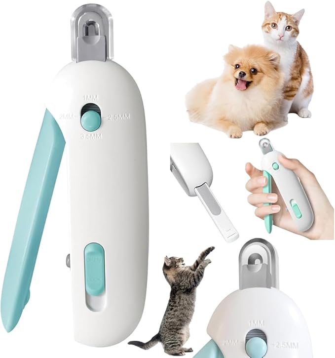 Adjustable Aperture Pet Blue Nail Clippers, Cat and Puppy Nail Trimmer with Grinding Nail File, Recommended by Pet Groomers, Safe to Avoid Over-Trimming, Professional Pet Nail Clippers for Beginners-Mewly Pet