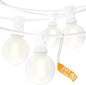 SUNSGNE 25Ft G40 LED Outdoor White String Lights with 27 White Frosted Shatterproof Globe Bulbs (2 Spare), Outdoor Hanging Lights for Room Café Bistro Pergola Tents, 25 Pack, White Wire