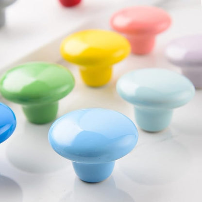 HUAMULAN 15PCS Glossy Ceramic Knobs Button Round Mushroom Cabinet Dresser Vintage Pulls Door Handles Cupboard Wardrobe Drawer, Dia. 1.5 inch 38mm, Light Purple