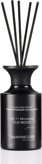 M&SENSE Minimalist Large Reed Diffuser 300ml, Oud Wood Scented with Natural Essential Oils, Long Lasting with 7 Sticks, Non-Toxic Home Fragrance for Bedroom, Bathroom Decor