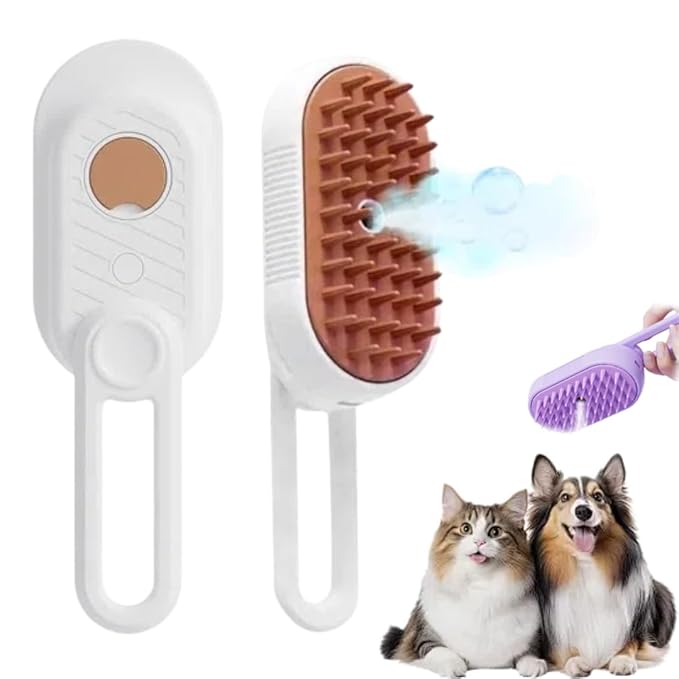 Cat Steam Brush 2025 New Pet Steam Groomer Comb, Painless Grooming Massage, 3 In 1 Water Brush for Cats Dogs (White-1)-Mewly Pet