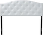 Baxton Studio Myra Modern and Contemporary Full Size White Faux Leather Upholstered Button-Tufted Scalloped Headboard